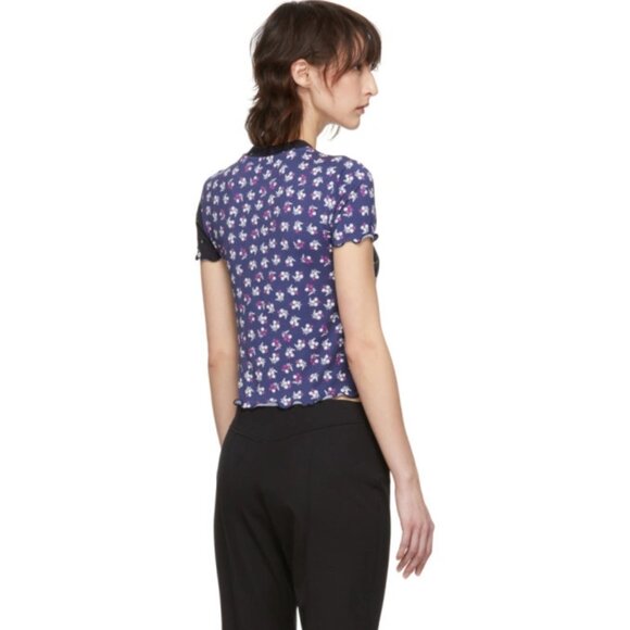 Opening Ceremony Black Fem Fit Floral Lettuce Edge T-Shirt - Picture 3 of 8